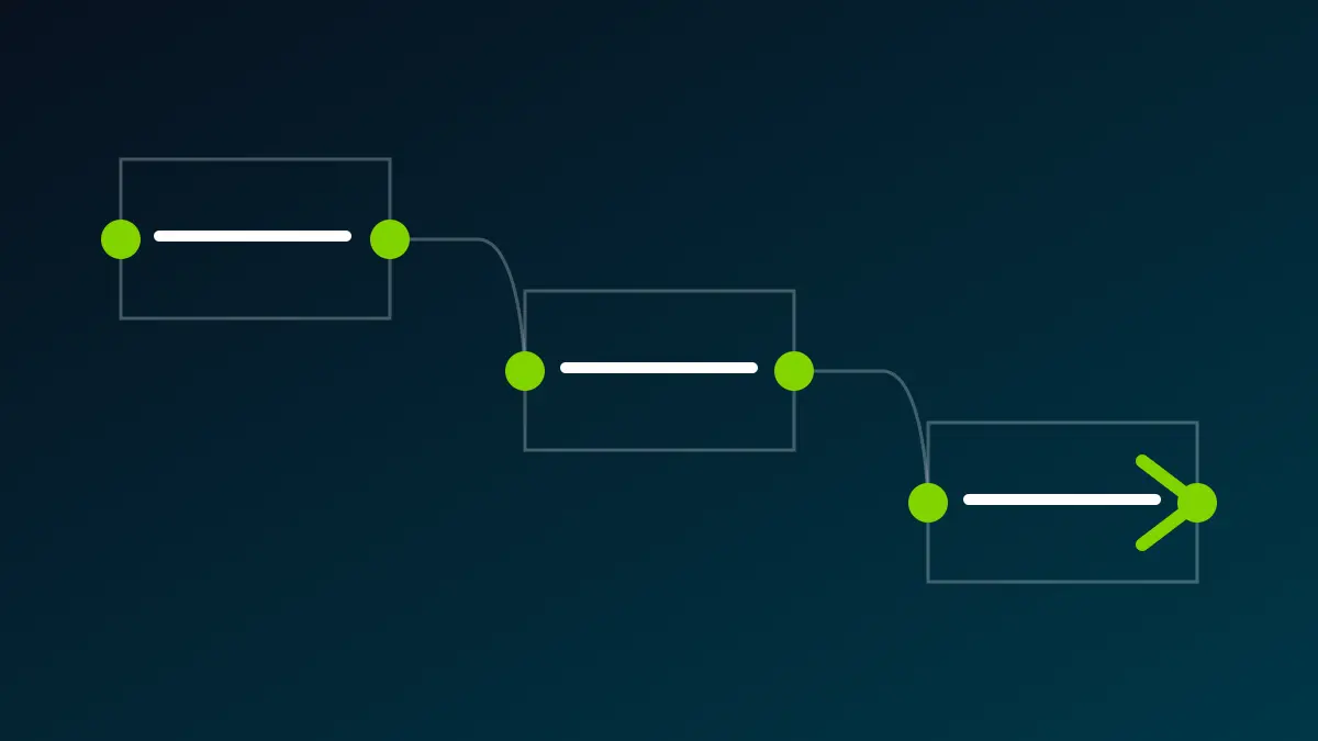 Flujo de trabajo conectado que representa un sistema de optimización con inteligencia artificial